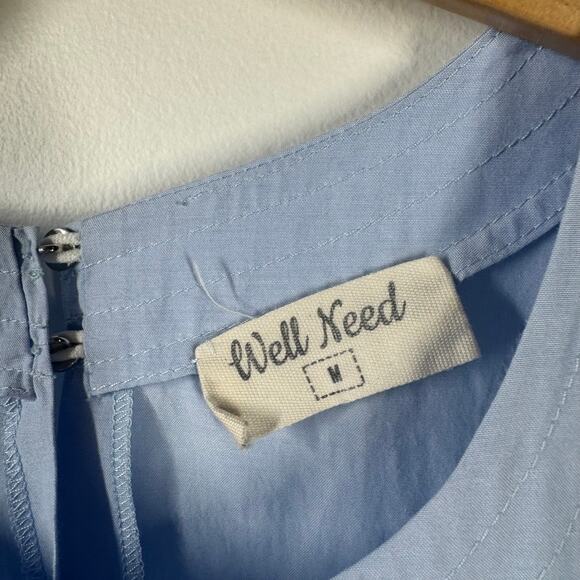 Well Need Dress Women M Blue Cotton Blend High Low Tank Spring Minimal Preppy - Picture 5 of 9